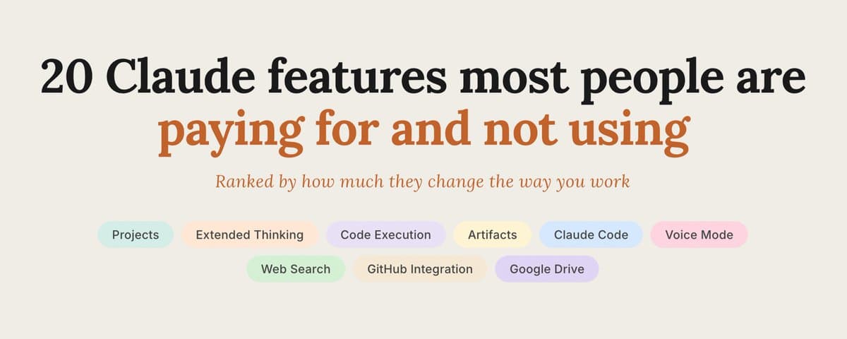 20 Claude features most people are paying for and not using thumbnail