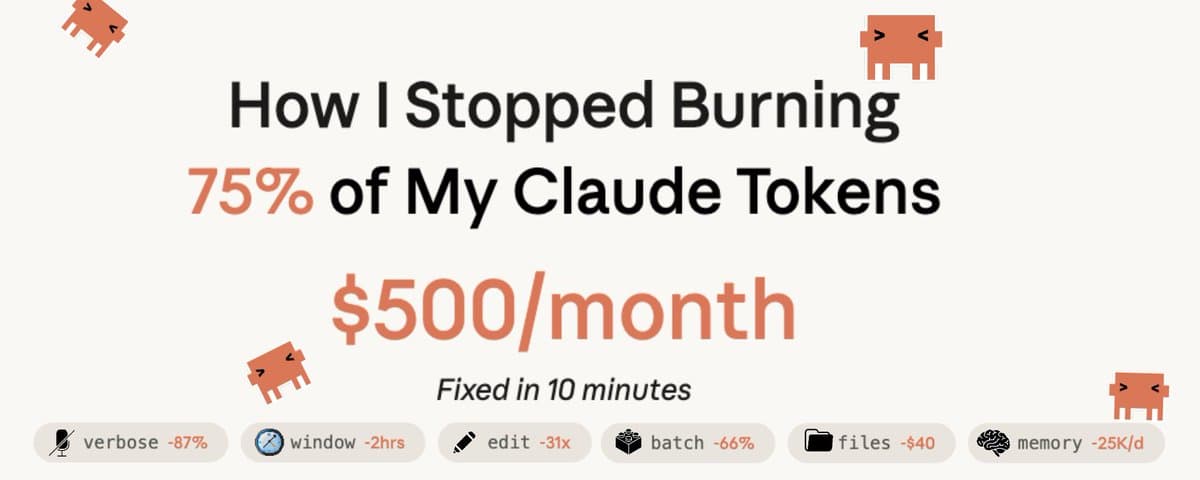 How I stopped burning 75% of my Claude budget and saved $500/month" cover
