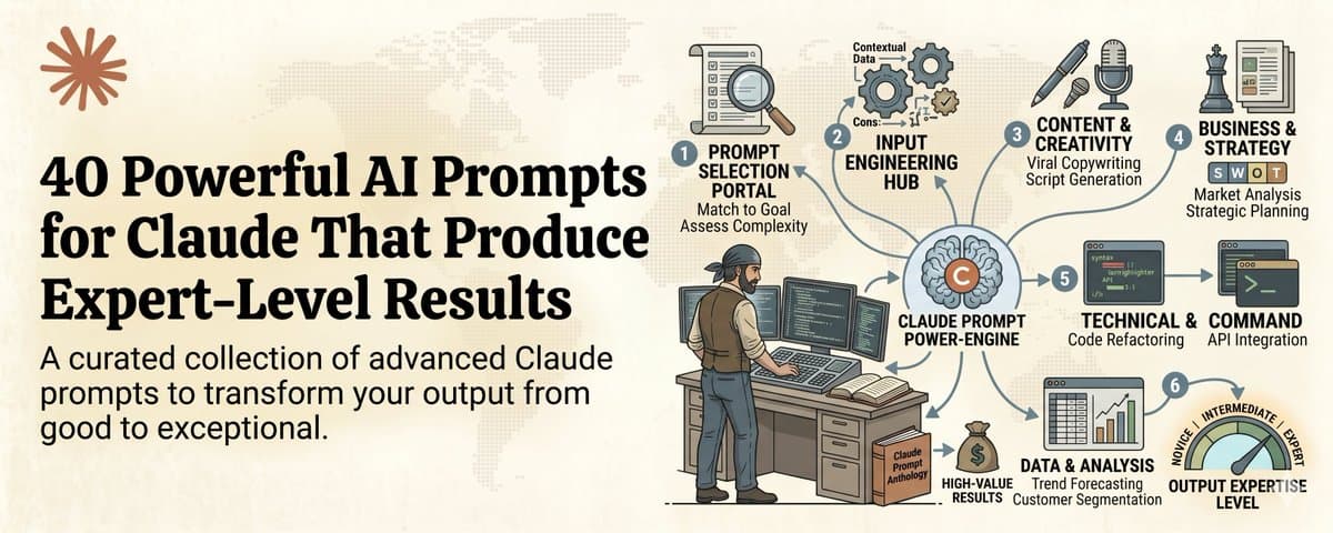 40 Powerful AI Prompts for Claude That Produce Expert-Level Results cover