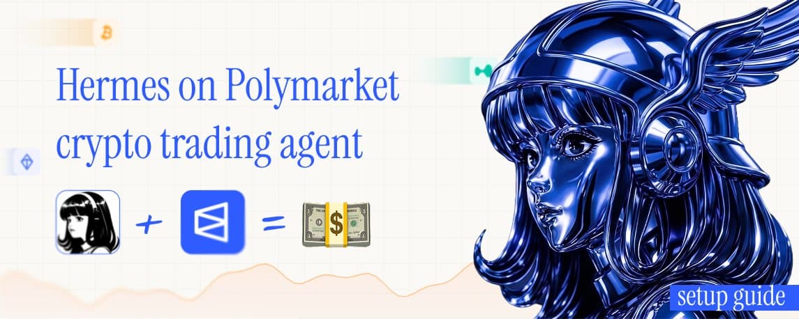 Hermes + Polymarket - how i built a self-learning BTC up/down trading agent 100$ → 5000$ ( guide ) cover